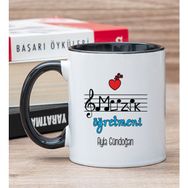 Hediye Dükkanı Kişiye Özel Müzik Öğretmeni Siyah Kupa Bardak