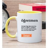 Hediye Dükkanı Kişiye Özel Öğretmen Kelime Anlamı Sarı Kupa Bardak