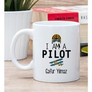 Hediye Dükkanı Kişiye Özel Pilot Baskılı Beyaz Kupa Bardak