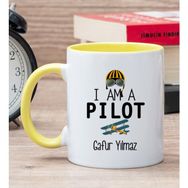 Hediye Dükkanı Kişiye Özel Pilot Baskılı Sarı Kupa Bardak