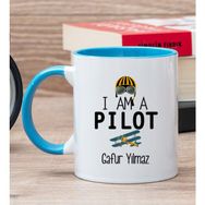 Hediye Dükkanı Kişiye Özel Pilot Mavi Kupa