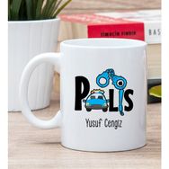 Hediye Dükkanı Kişiye Özel Polis Baskılı Beyaz Kupa Bardak