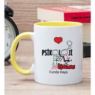 Hediye Dükkanı Kişiye Özel Psikoloji Öğretmeni Sarı Kupa Bardak