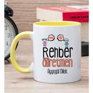 Hediye Dükkanı Kişiye Özel Rehber Öğretmen Sarı Kupa Bardak