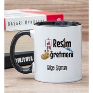 Hediye Dükkanı Kişiye Özel Resim Öğretmeni Siyah Kupa Bardak