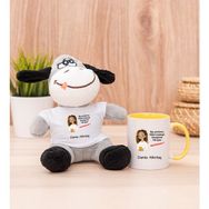 Hediye Dükkanı Kişiye Özel Ruh Eşimi Nasıl Bulayım Esprili Sarı Kupa Bardak ve Peluş Eşek