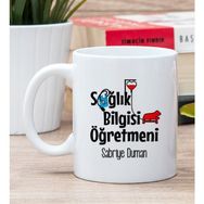 Hediye Dükkanı Kişiye Özel Sağlık Bilgisi Öğretmeni Beyaz Kupa Bardak