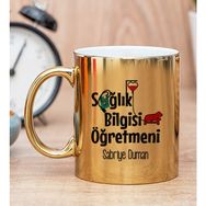Hediye Dükkanı Kişiye Özel Sağlık Bilgisi Öğretmeni Gold Kupa Bardak