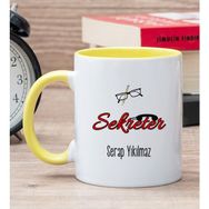 Hediye Dükkanı Kişiye Özel Sekreter Baskılı Sarı Kupa Bardak