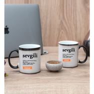 Hediye Dükkanı Kişiye Özel Sevgili Kelime Anlamı İkili Sihirli Kupa Bardak