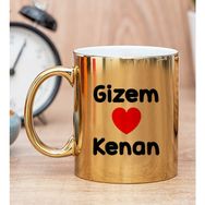 Hediye Dükkanı Kişiye Özel Sevgililere Özel İsim Yazılı Gold Kupa Bardak