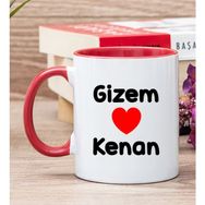 Hediye Dükkanı Kişiye Özel Sevgililere Özel İsim Yazılı Kırmızı Kupa