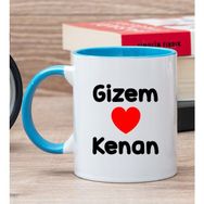 Hediye Dükkanı Kişiye Özel Sevgililere Özel İsim Yazılı Mavi Kupa
