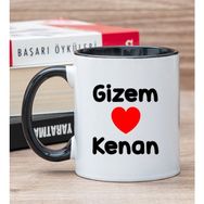 Hediye Dükkanı Kişiye Özel Sevgililere Özel İsim Yazılı Siyah Kupa Bardak