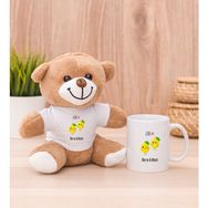 Hediye Dükkanı Kişiye Özel Sevimli Limonlar Beyaz Kupa Bardak ve Peluş Ayıcık