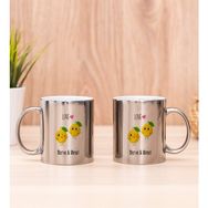 Hediye Dükkanı Kişiye Özel Sevimli Limonlar İkili Silver Kupa Bardak