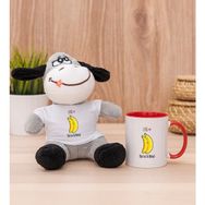 Hediye Dükkanı Kişiye Özel Sevimli Muzlar Kırmızı Kupa Bardak ve Peluş Eşek