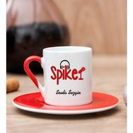Hediye Dükkanı Kişiye Özel Spiker Kırmızı Türk Kahvesi Fincanı