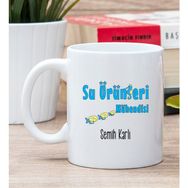 Hediye Dükkanı Kişiye Özel Su Ürünleri Mühendisi Beyaz Kupa Bardak