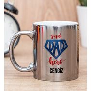 Hediye Dükkanı Kişiye Özel Super Dad Babaya Hediye Silver Kupa Bardak