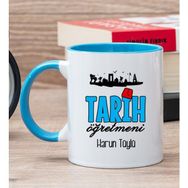 Hediye Dükkanı Kişiye Özel Tarih Öğretmeni Mavi Kupa