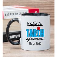 Hediye Dükkanı Kişiye Özel Tarih Öğretmeni Siyah Kupa Bardak
