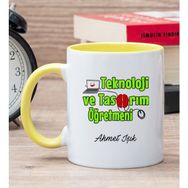 Hediye Dükkanı Kişiye Özel Teknoloji ve Tasarım Öğretmeni Sarı Kupa Bardak