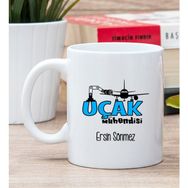 Hediye Dükkanı Kişiye Özel Uçak Mühendisi Beyaz Kupa Bardak