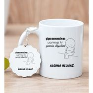Hediye Dükkanı Kişiye Özel Varmış Ki Yemiş Diyelim Esprili Beyaz Kupa Bardak ve Anahtarlık