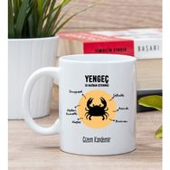 Hediye Dükkanı Kişiye Özel Yengeç Burcuna Özel Beyaz Kupa Bardak