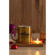 Hediye Dükkanı Maden Teknolojisi Öğretmeni Ahşap Altlıklı Mumlu Gold Kupa Bardak