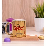 Hediye Dükkanı Spiker Ahşap Altlıklı Mumlu Gold Kupa Bardak