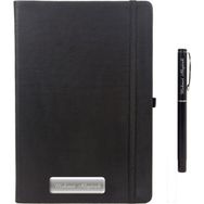 Hediye Rengi 45110 İsme Özel Lastikli Siyah​ Siyah Kalem ve Defter Seti