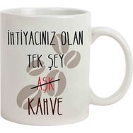 Hediye Rengi İsme Özel İhtiyacın Kahve Temalı Kupa Bardak