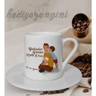 Hediye Zengini Kişiye Özel Babalar Günün Kutlu Olsun Temalı Beyaz Kahve Fincanı