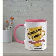 Hediye Zengini Kişiye Özel Babaların Babası Temalı Pembe Renk Kupa
