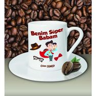 Hediye Zengini Kişiye Özel Benim Süper Babam Tasarımlı Beyaz Kahve Fincanı