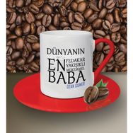 Hediye Zengini Kişiye Özel Dünyanın En En En Babası Temalı Beyaz Kahve Fincanı