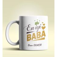 Hediye Zengini Kişiye Özel En İyi Baba Tasarımlı Beyaz Kupa Bardak