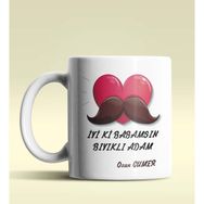 Hediye Zengini Kişiye Özel İyi ki Babamsın Bıyıklı Adam Temalı Beyaz Kupa Bardak