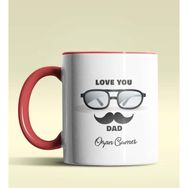 Hediye Zengini Kişiye Özel Love You Dad 2 Tasarımlı Kırmızı Kupa Bardak