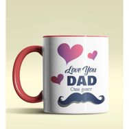 Hediye Zengini Kişiye Özel Love You Dad Tasarımlı Kırmızı Kupa Bardak