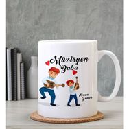 Hediye Zengini Kişiye Özel Müzisyen Baba Tasarımlı Beyaz Kupa