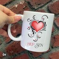 Hediyeci Abla Size Özel Benimle Bi Kahve Seramik Baskılı Beyaz Kupa Bardak