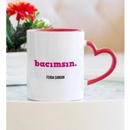 Hediyehanem Bacımsın Kalpli Kupa Bardak