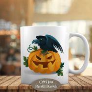 HEDIYELIK-15967 Halloween Balkabağı ve Siyah Karga Kupa Bardak