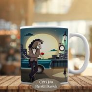 HEDIYELIK-17115 Lüks Şehirde Romantik At Figürü Baskılı Kupa Bardak