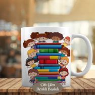 HEDIYELIK-2092 Kitap Etrafında Çocuklar İllüstrasyon Kupa Bardak