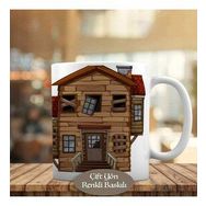 HEDIYELIK-3336 Eskimiş İki Katlı Ahşap Ev Baskılı Kupa Bardak