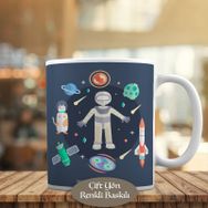 HEDIYELIK-4049 Gezegenler Roketler ve Astronot Kupa Bardak